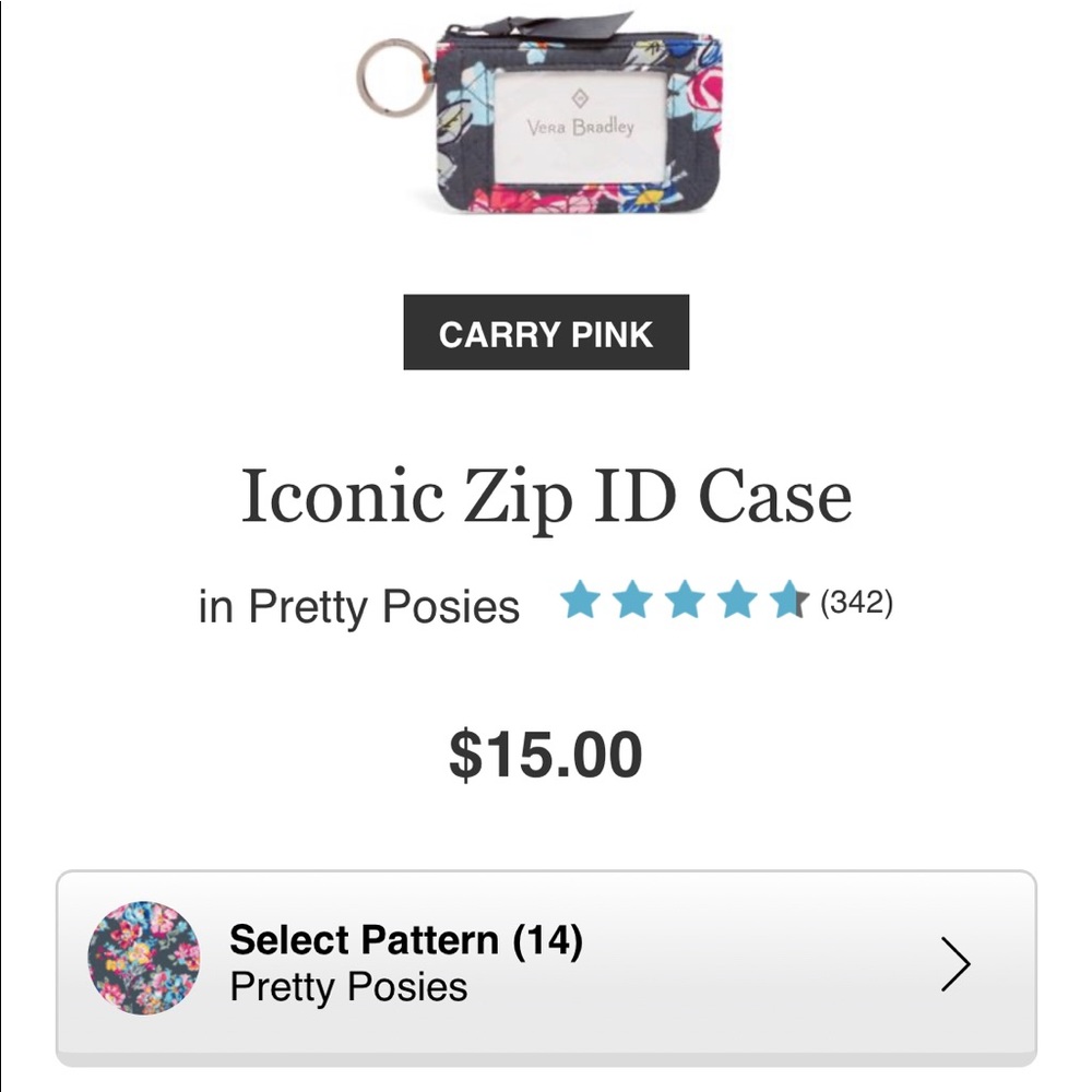 NWOT Vera Bradley Iconic ZIP ID Case